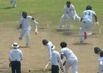 WATCH: Comedy of errors as Hasan Mahmud's direct-hit attempt hits striker, video goes viral